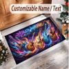 Music Guitar Theme Soft Crystal Velvet Rug Custom Name & Text Print Non Slip Floor Rug for Bedroom Living Room