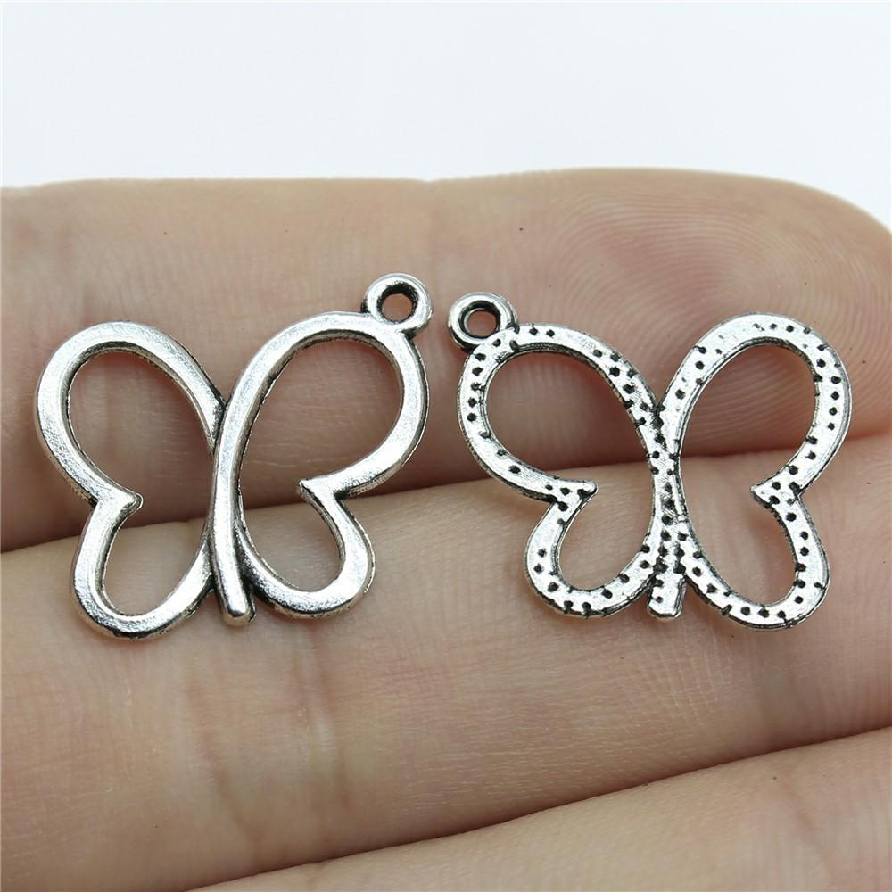 20 Stück Anhänger Schmetterling Antiksilber Farbe Anhänger DIY Basteln Herstellungszubehör Handgemachter Tibetischer Schmuck