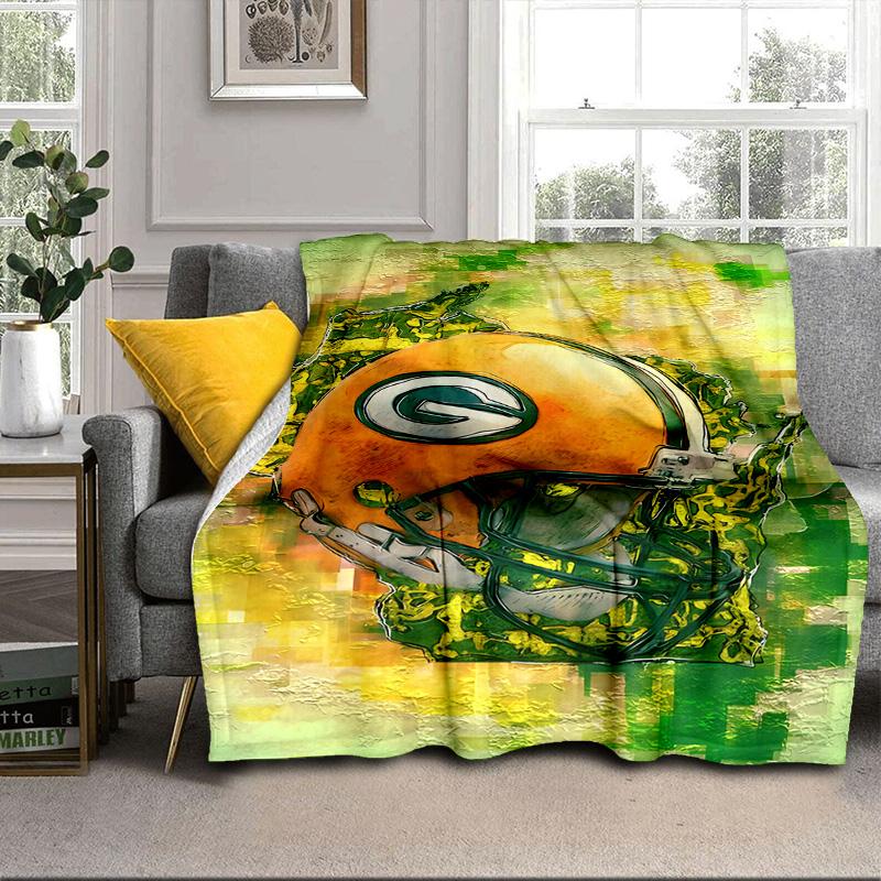 Green Bay Packers Logo Portable Blanket/Soft Blanket Bedding Blanket Suitable for Travel Camping Living Rooms Offices Sofas Fan Gifts
