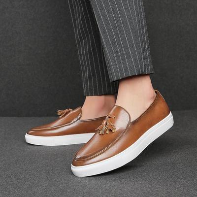 Mocasines de Otoño de Moda para Hombre con Borlas Slip-On Cómodos Zapatos de Cuero para Hombre Zapatos Casuales Zapatos Oxford de Moda Talla Grande 38-47