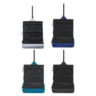 Compressible Hanging Toiletry Organizers For Traveler Foldable Storage Bag With Separate Pockets Leakproof Design