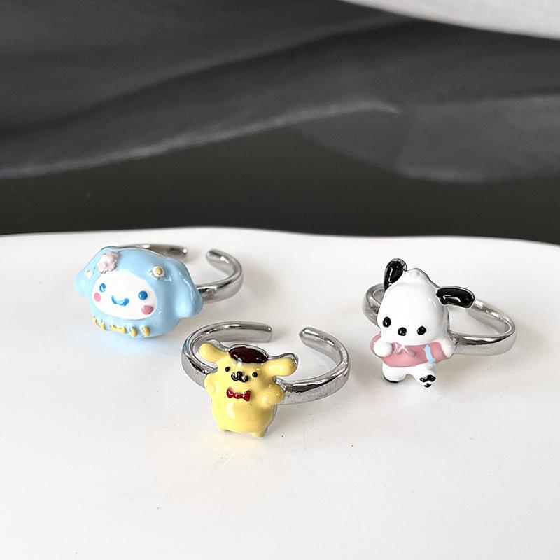 Dripping Oil Cartoon Cute Open Ring Fashion Personality Niche Design Childlike Ring Index Finger Ring Girl