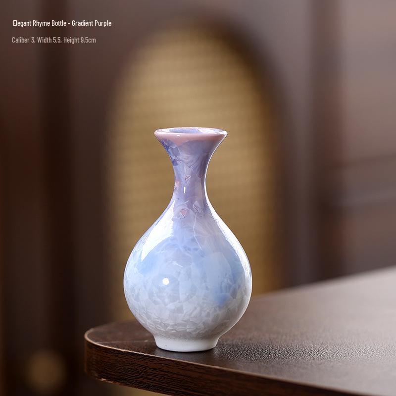 Crystalline Glaze Mini Ceramic Vase - Creative Home Desktop Ornament for Flowers