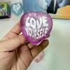 Soft Glitter Heart Squeeze Toy Positive Quote Printed Stress Relief Fidget Toy For Kids Adults Travel Carry Use