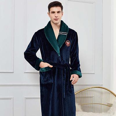 Herbst Winter Nachthemd Herren Lässig Korallenfleece Nachtwäsche Warm Hauskleidung Flanell Gürtel Pyjama Kimono Bademantel Morgenmantel