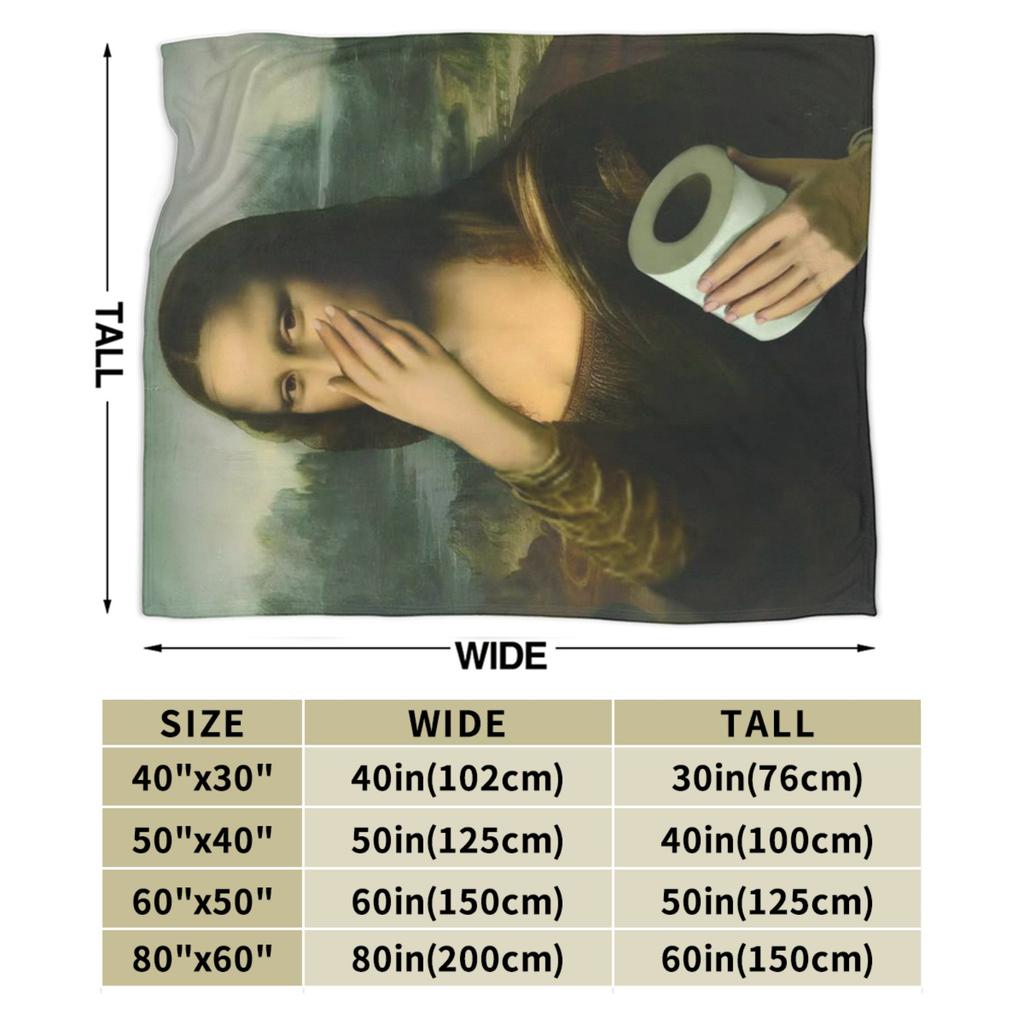 Funny Toilet Paper Mona Lisa Blankets Spring  Warm Cozy Bedding Throws For Adults Living Room Flannel Bedspread Bed Cover