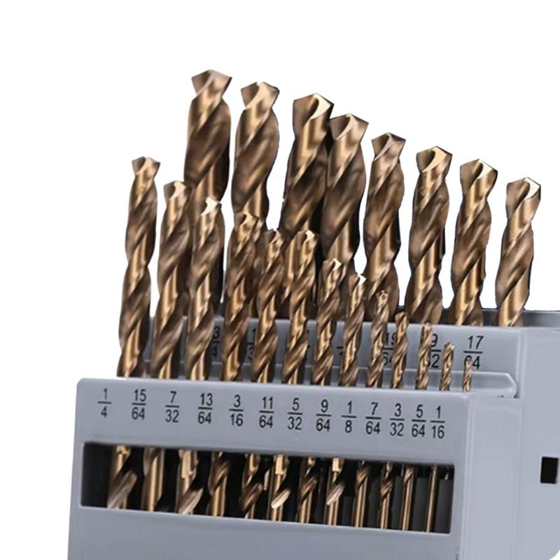A96I-Cobalt Drill Bits Set M35 High Speed Steel Twist Jobber Length For Hardened Metal, Stainless Steel, Cast Iron