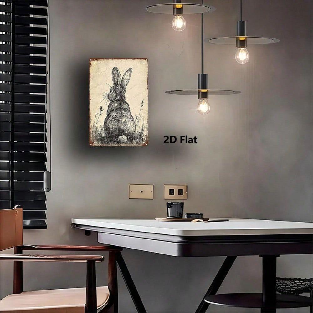 Vintage Metal Wall Art Rabbit Country Kitchen Decor