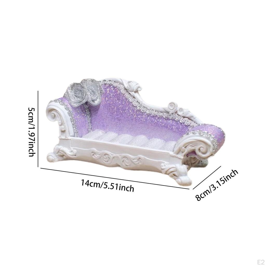 1/12 Dollhouse Long Sofa Miniature Model 14x8x5cm Realistic Furniture Accessories Versatile Ornament