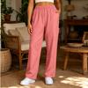 Women’s Casual Relaxed Fit Long Pants with Elastic Waistband and Side Pocket for Everyday Wear and Leisure Activities