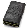 [Revetta] Crocodile Leather Long Wallet, Large Capacity, 40 Card Slots, Men's Wallet, Black, Double Round Zipper, Gold, Genuine Leather, Single Piece