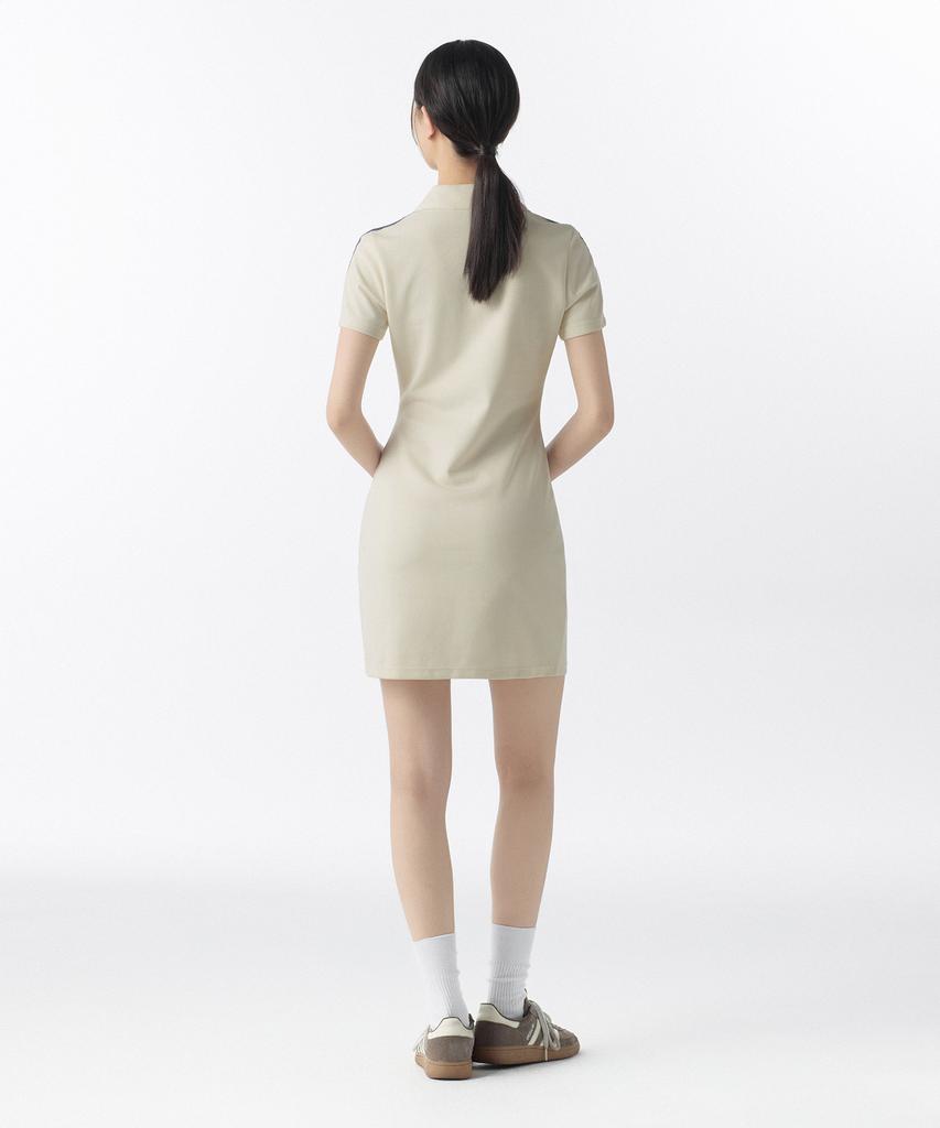 MUSINSA STANDARD WOMAN Women'S Slit Neck Lace Trim Polo Dress [Cream/Blue]