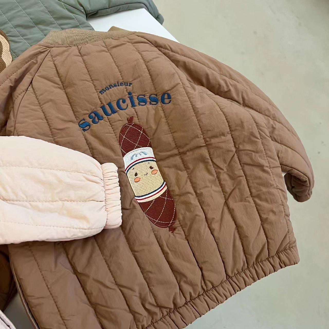 

Детские бейсбольные куртки из хлопка для осени и зимы — мультяшные стили для мальчиков и девочек, стеганая детская куртка для тепла 100 cm кофейный