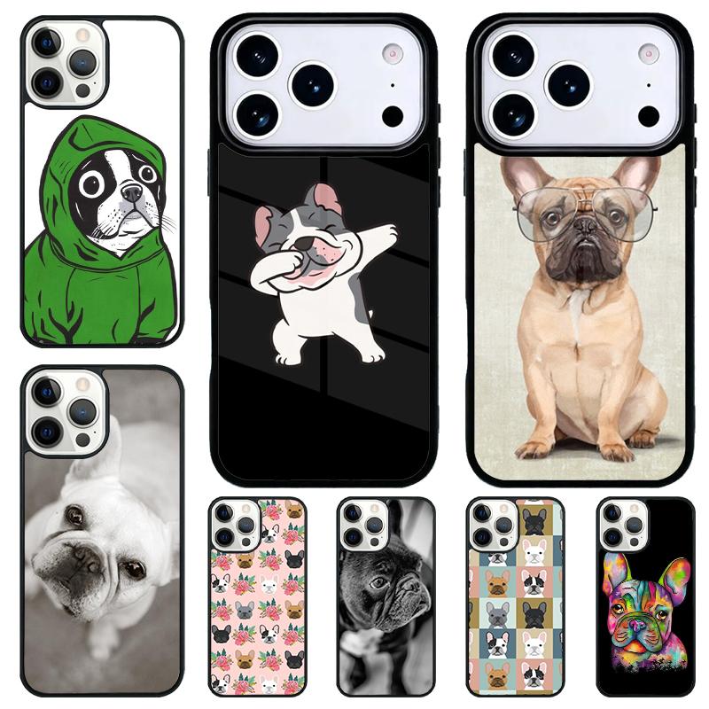 Cartoon Französische Bulldogge Handyhülle für iPhone 17 Air 16 15 11 12 14 13 Pro Max Stoßfeste Hülle