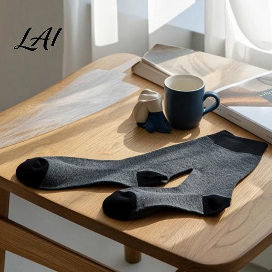 Daily Commute Work Socks Men Striped Crew Socks Cotton Dress Moisture Wicking Everyday Wear Resistant Breathable for Business Office Casual