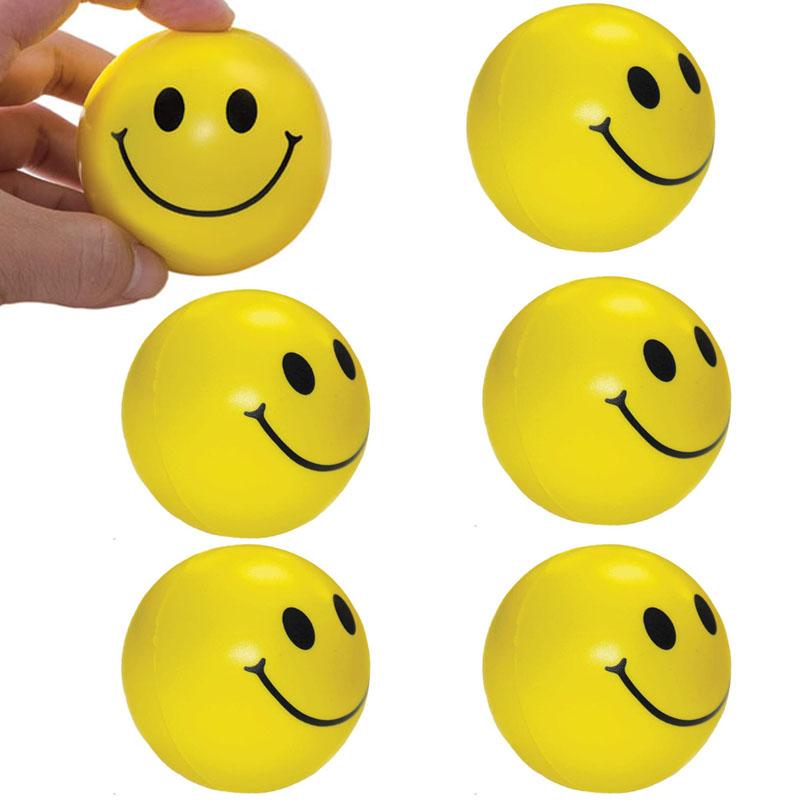 6PCS PU Squeezing Ball Sponge Ball Facial Expression Foam Ball Pinching Stress Relieving Toy Wrist Movement 6.3cm Children's Toy