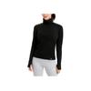 Under Armour Solid Color Logo Print High Neck Slim Fit Vintage Long Sleeve T-Shirt Women tops Black 1371576-001