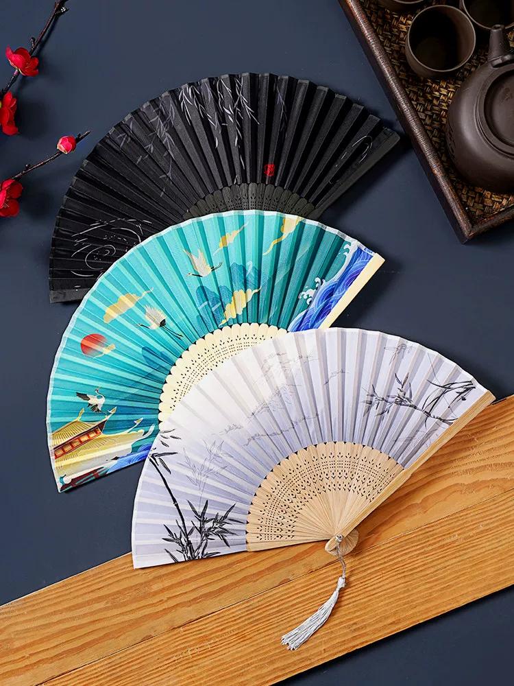 Traditional Chinese Style Folding Fan, Chinese-Style Dance Fan for Women, Small and Portable, with Sturdy and Durable Bamboo Bones