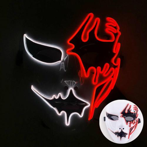LED Ręcznie malowana Maska Halloween Karnawał Bal maskowy Cosplay Horror Akcesorium Męska Maska Dziwna Maska na twarz Świecąca Maska Disfraz