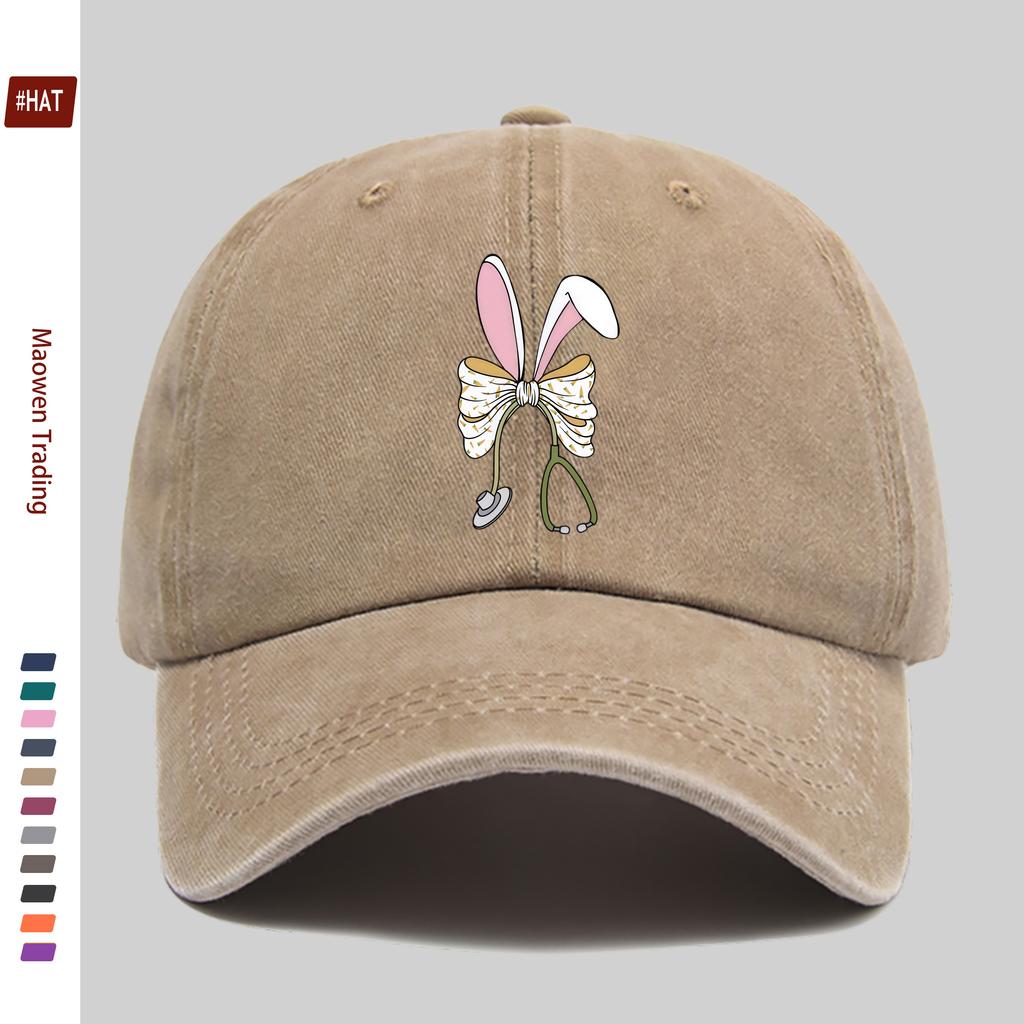 Pc Cute Nurse Rabbit Pattern Printed Casual Printed Baseball Cap Home Leisure Printed Design Casual Hat Truck Driver Comforta