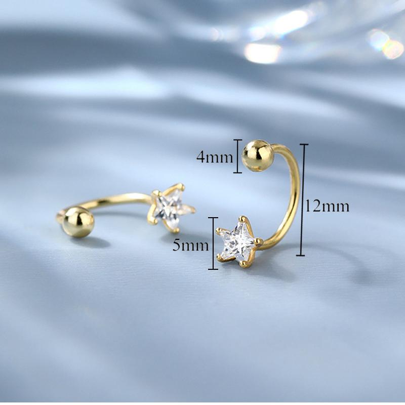 925 Silver Star Flash Crystal Summer Small Fresh Female New Trendy Personality Earrings