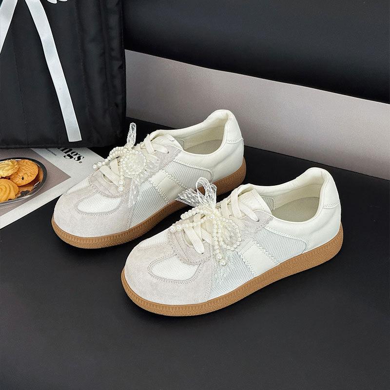 Leather German training shoes women's spring and summer new lace-up fashion casual shoes breathable flat-bottomed sports casual board shoes