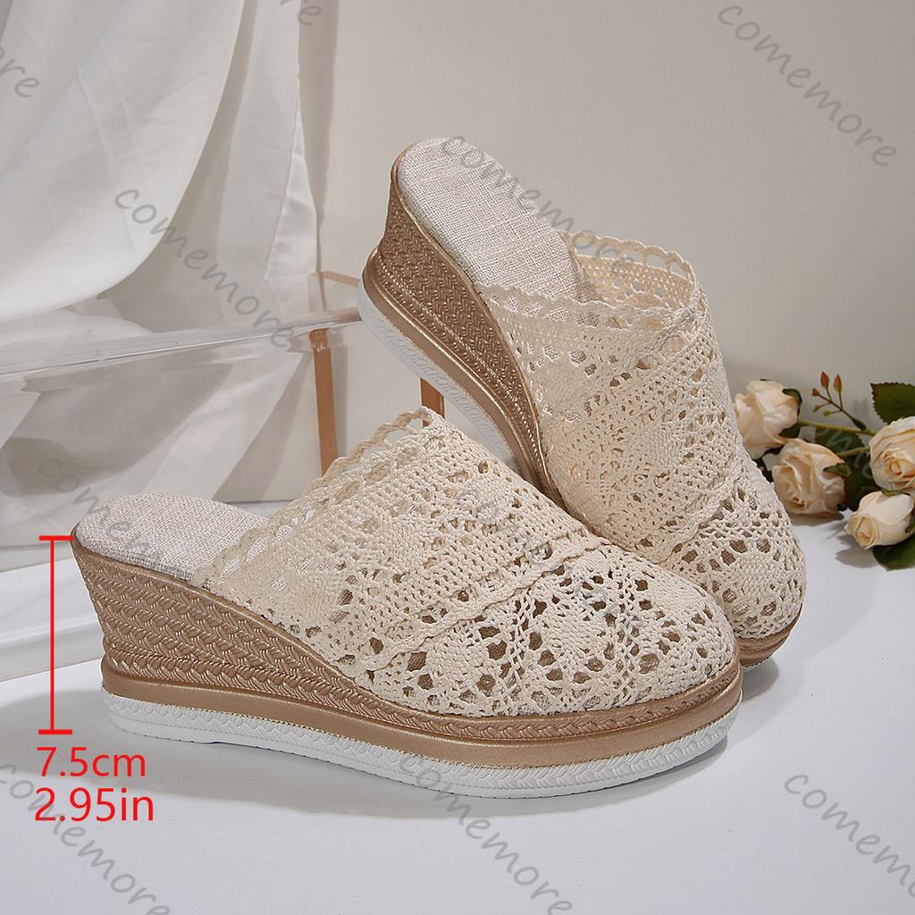 Fashion Comemore Women Sandals Summer Fashion Wedge Shoes Woman Breathable Women's Sandals Slide Footwear Female High-Heeled Sandals