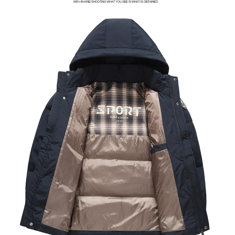 Men's Lightweight Puffer Jackets Detachable Hood Water-Resistant Casual Winter Coat Hooded Insulated for Travel Ski