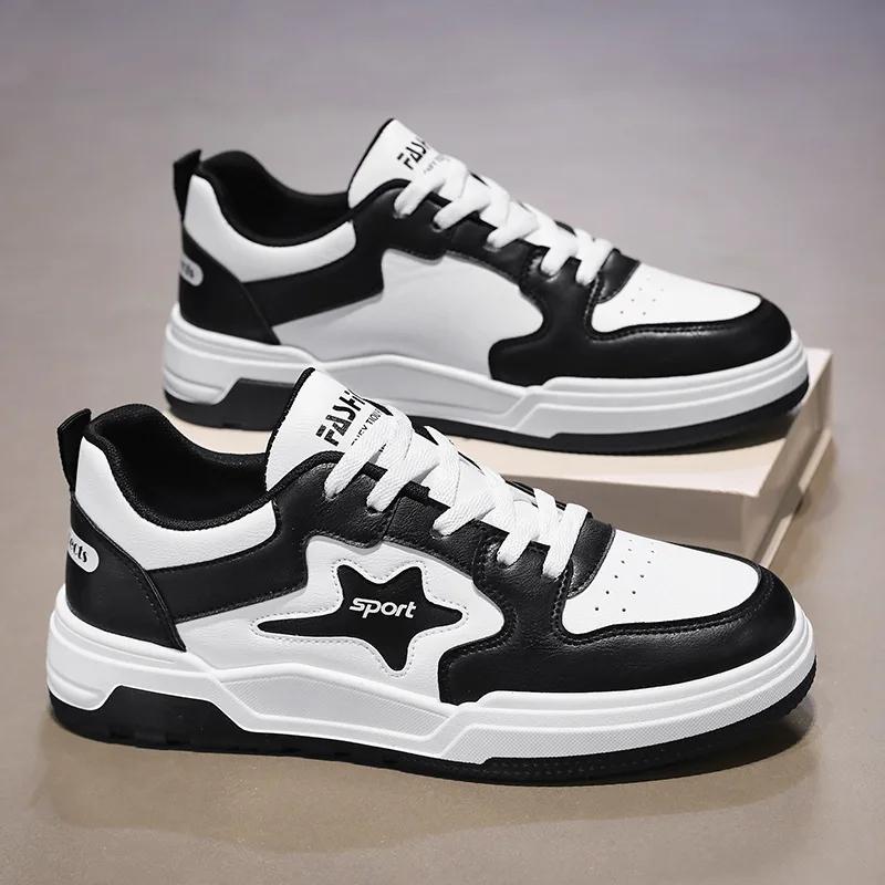 Men's shoes 2024 new breathable, trendy, versatile thick soled sports shoes, campus style, student casual skateboarding shoes