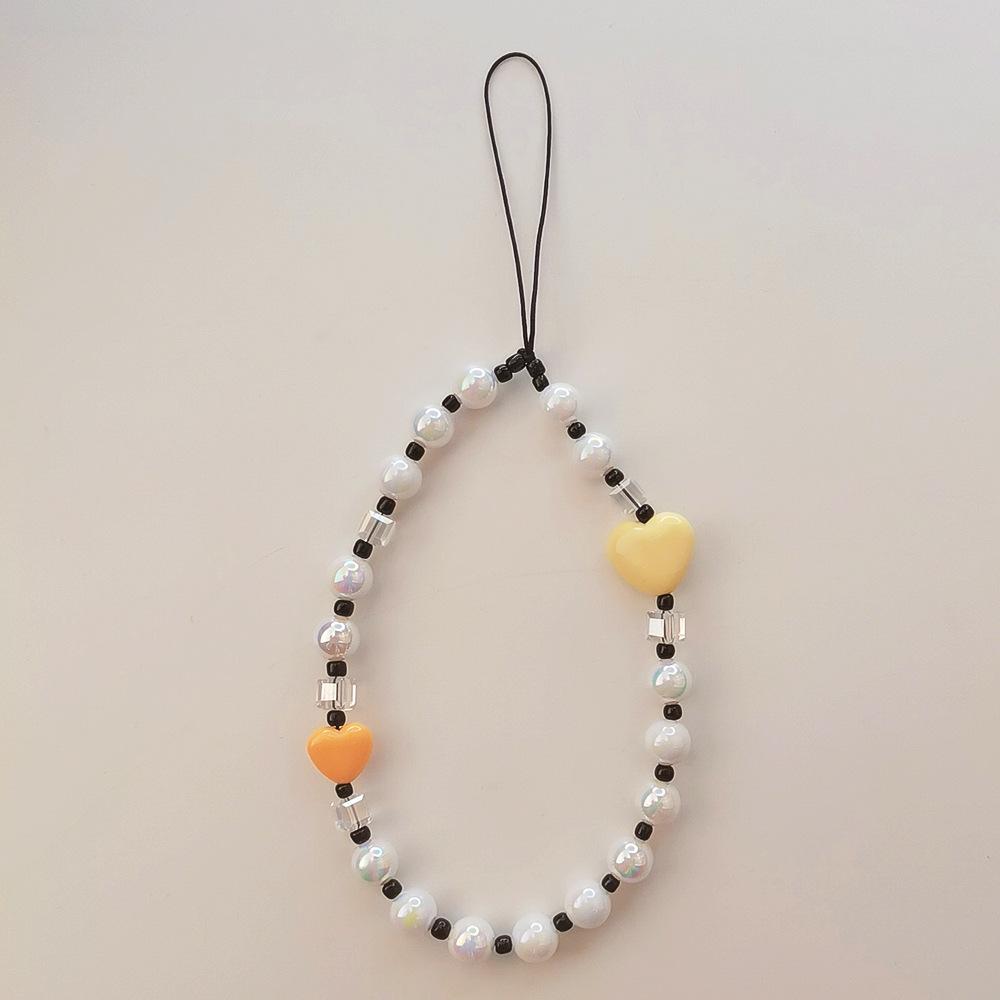 INS wind pearl chain colored love anti-lost hand carry new fashion chain short mobile phone chain