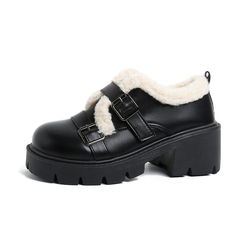 Fashion versatile and comfortable cotton shoes women's autumn and winter new popular thick-soled muffin velvet warm cotton shoes
