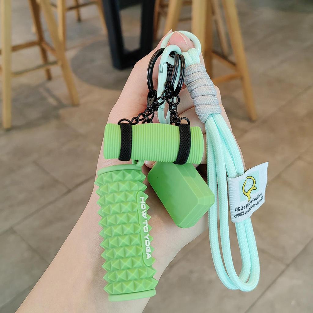 Yoga Brick Mat Keychain Pendant: Unisex Bag Charm and Car Accessory - Creative Small Gift