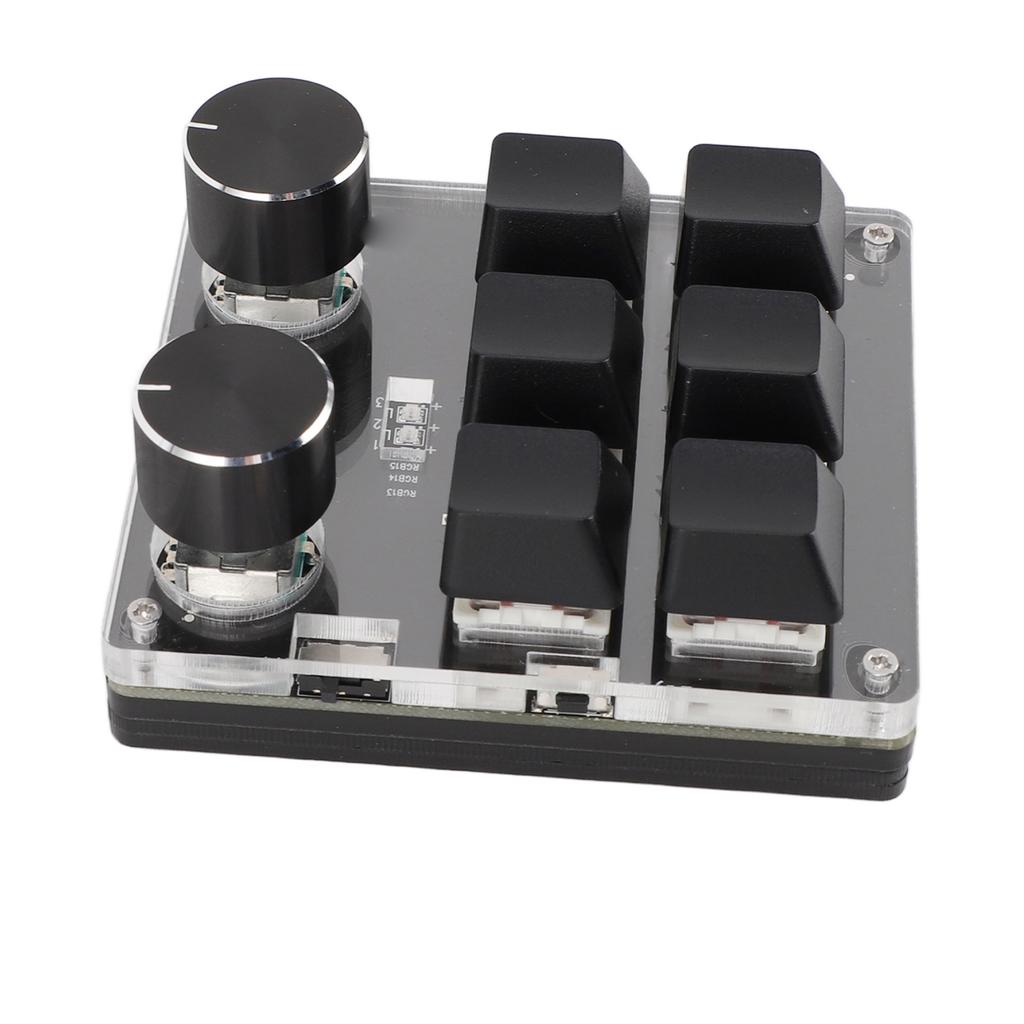 USB Mini 6 Key Keypad with 2 Knob Red Switch Programmable Custom Mini Macro One Handed One Handed Keypad Keypad for Game