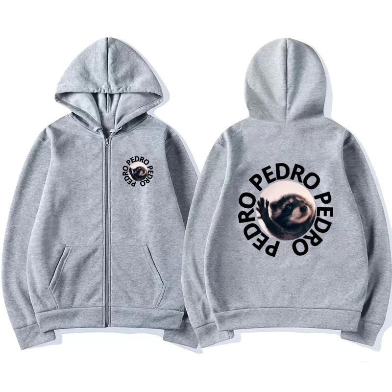 Raccoon Pedro Printed Zipper Hoodie Women Casual Funny Fashion Long Sleeve Pullover Autumn Winter Comfortable Sweatshirts