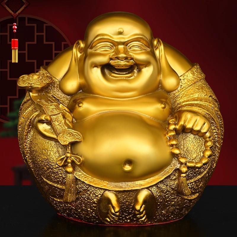 

Статуетка Сміючого Будди з Суцільної Латуні, Фігурка Будди Майтреї, що Посміхається, для Удачі та Гармонії, Дзен-Декор для Дому та Офісу 9cm світло-сірого кольору