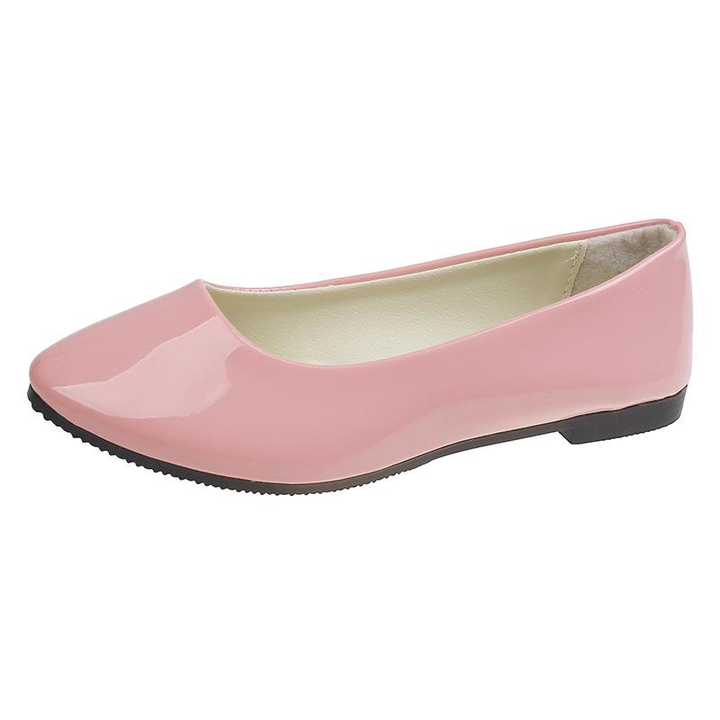 Fashion single shoes flat bottom pointed casual work shoes women's size 42 large size patent leather women's shoes