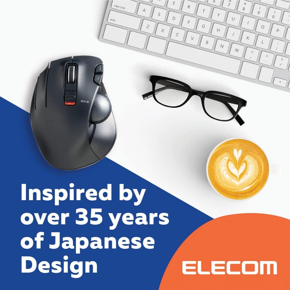 Elecom Maus Kabellos (Empfänger im Lieferumfang enthalten) Trackball Linksseitig 6 Tasten Schwarz M-XT4DRBK