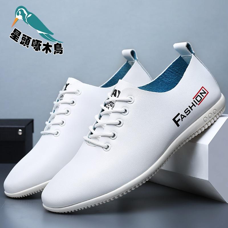 2025 summer leather shoes cowhide men's shoes soft sole men's business casual shoes flat heel English leather shoes