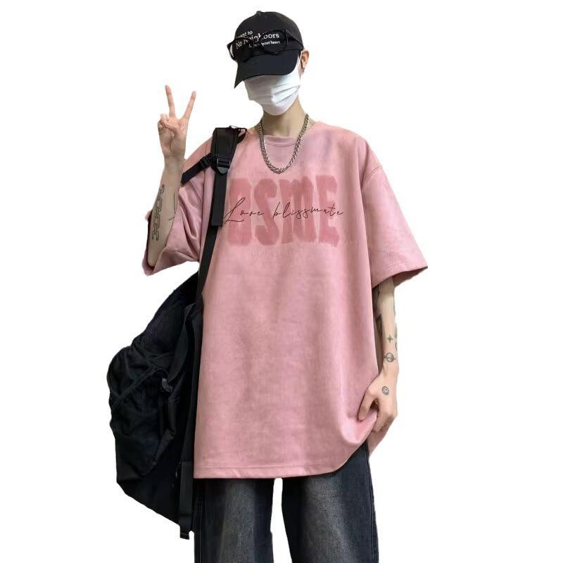 Ανδρικό T-shirt με Στρογγυλή Λαιμόκοψη Κοντομάνικο Σουέτ Καλοκαιρινό Τελευταίο Γράμμα Ανδρικό T-shirt Μισομάνικο Ανδρικό Top