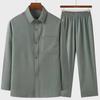 Short-Sleeve Cotton & Linen Lapel Shirts for Middle-Aged Men