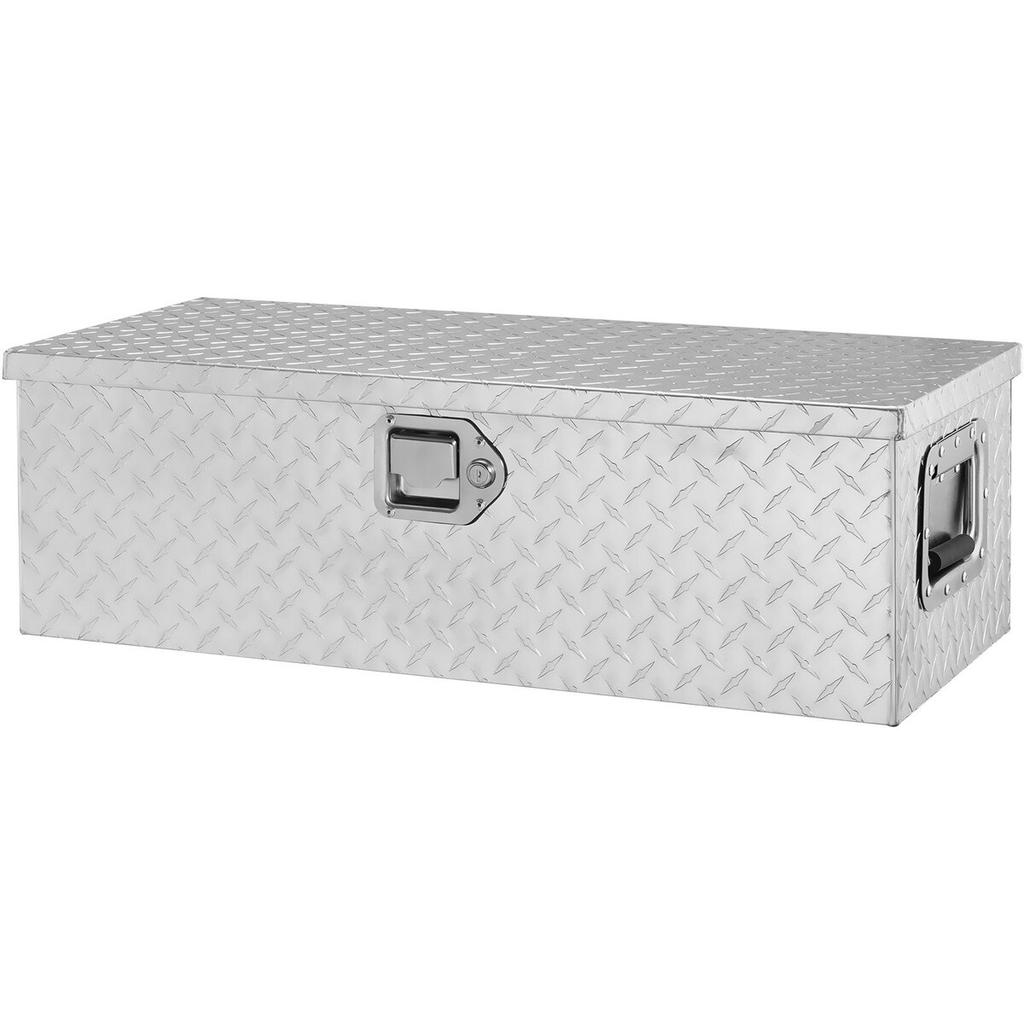 Heavy Duty Aluminum Truck Bed Tool Box, Diamond Plate Tool Box with Side Handle and Lock Keys, Storage Tool Box Chest Box Organizer for Pickup, Truck