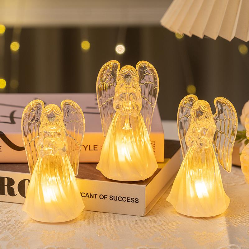 LED Light-up Little Angel Acrylic Imitation Crystal Angel Ornament Christmas Decoration Angel Night Light