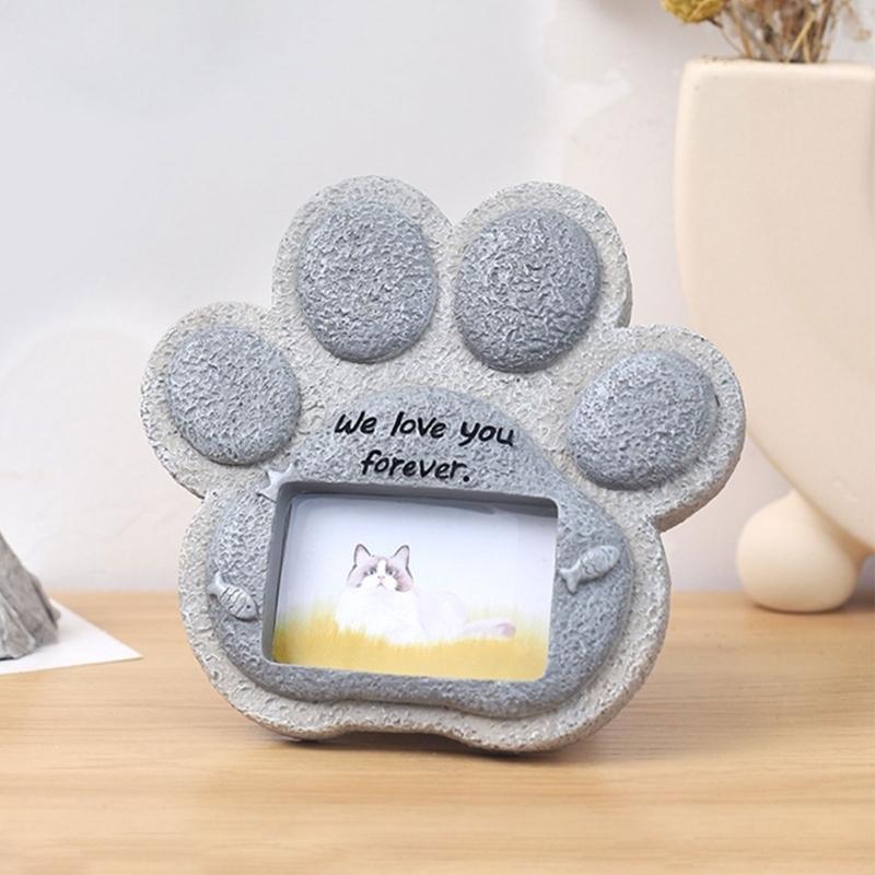 Resin Pet Memorial Tomestone Photo Frame Handcrafts Carved Sculpture Wall Desktop Garden Yard Loss Cats Dog Plaque