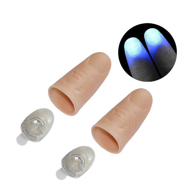 2Pcs PVC Party Magic Light Up Glow Thumbs Fingers Trick Appearing Light Close Up 