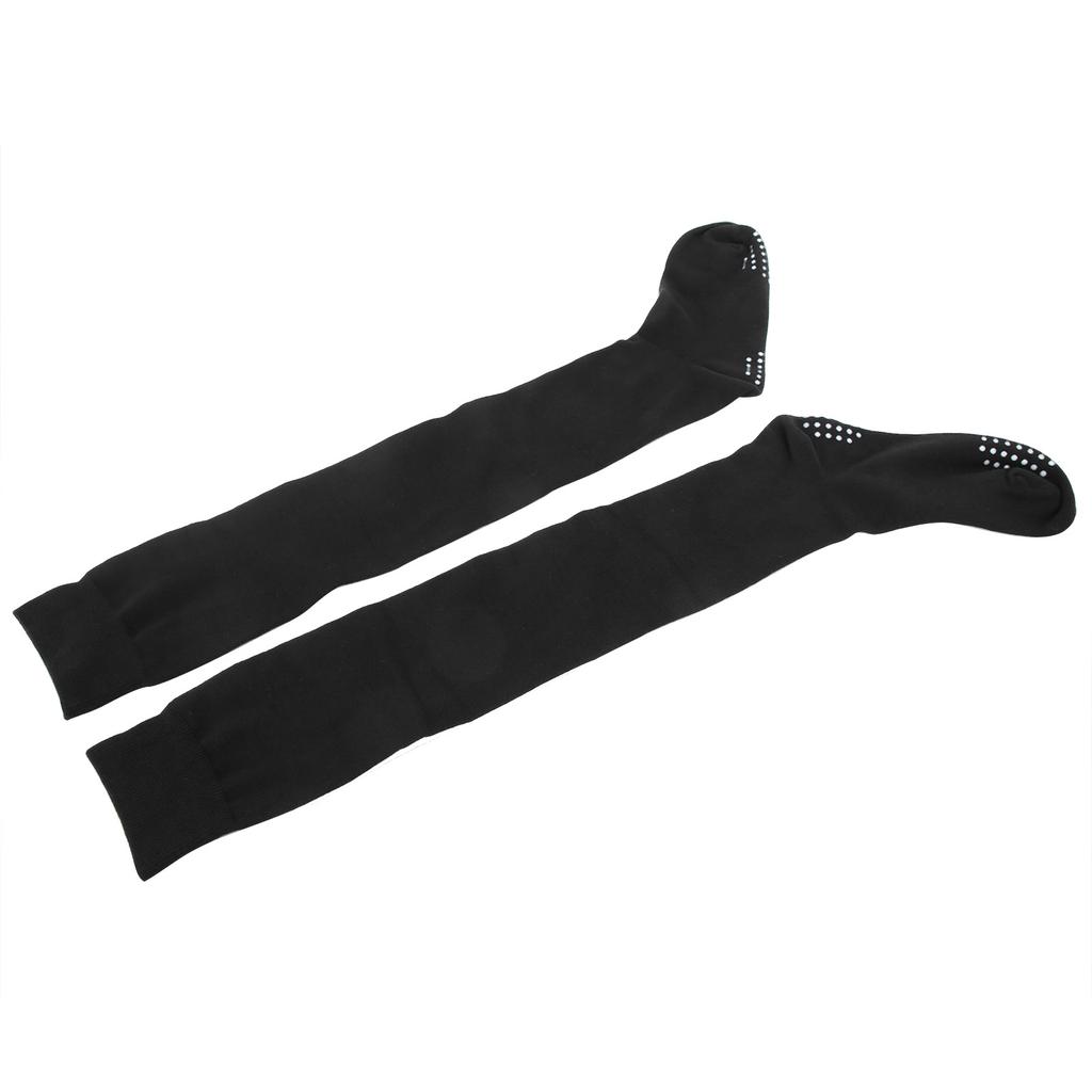Damen Yoga Socken Rutschfest Warm Oberschenkelhohe Strümpfe für Fitness Lateinamerikanischer Tanz Sport Schwarz