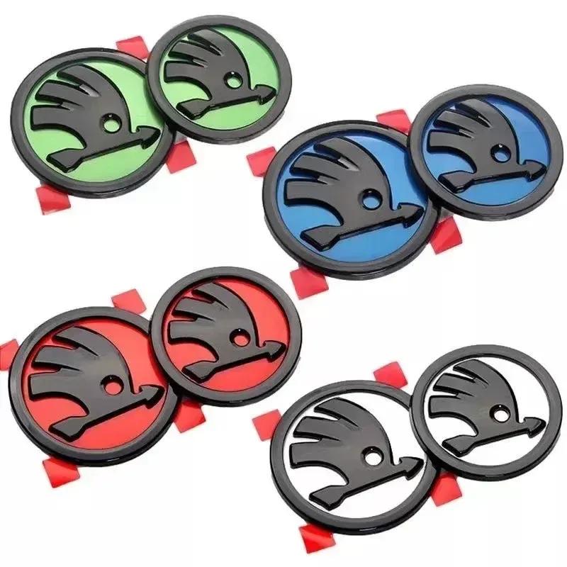 80/90mm 3D ABS Car Front Grille Trunk  Sticker For Skoda Octavia 2 3 A5 A7 Kodiaq Fabia Rapid 3 Karoq Superb VRS Accessories