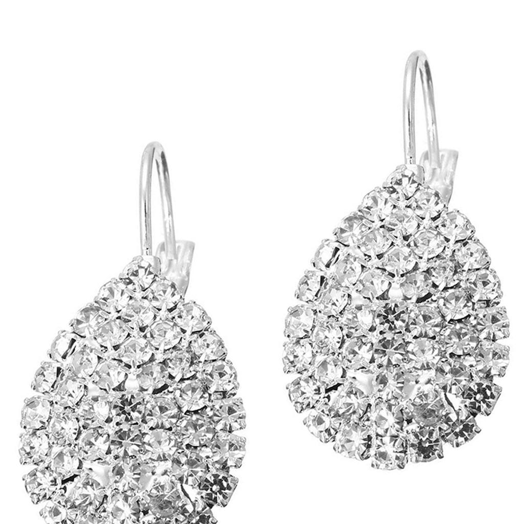 Damen-Ohrstecker, elegant, glänzend, Wassertropfen, Strass, Klauenhaken, Schmuck