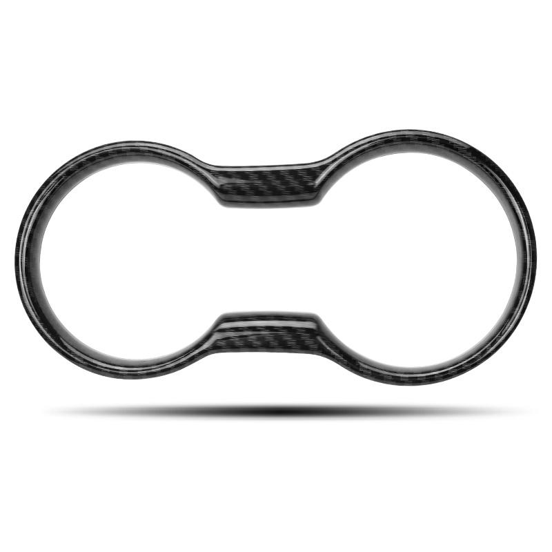 Interior Trim Molding Carbon Fiber Car Front Water Cup Holder Cover Trim For Ford Mustang 2015- Car Interior Accessories cup cover