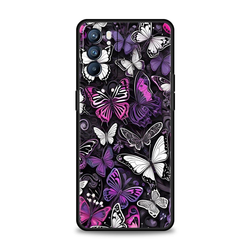 Fashionable Butterfly Flower Pattern Phone Case For Oppo Reno 13 12 11 10 7 F Find X5 X6 A98 A80 A79 A78 A57 A17 Pro 5G Soft TPU