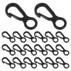 20Pcs Durable Black Plastic Snap Hooks Sturdy Buckles for Keychains Backpacks Camping Travel Outdoor Activities